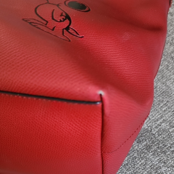 Coach Snoopy Peanuts Leather Tote Bag Red Limited Edition - Picture 8 of 16